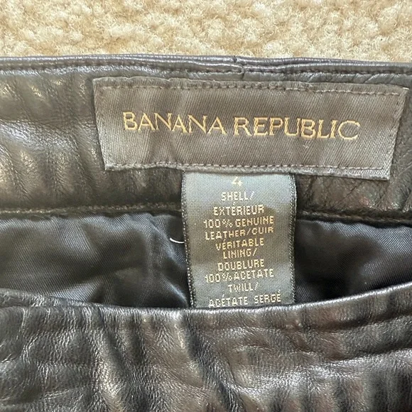 Banana Republic Midnight Black Leather Trousers - Picture 2 of 5